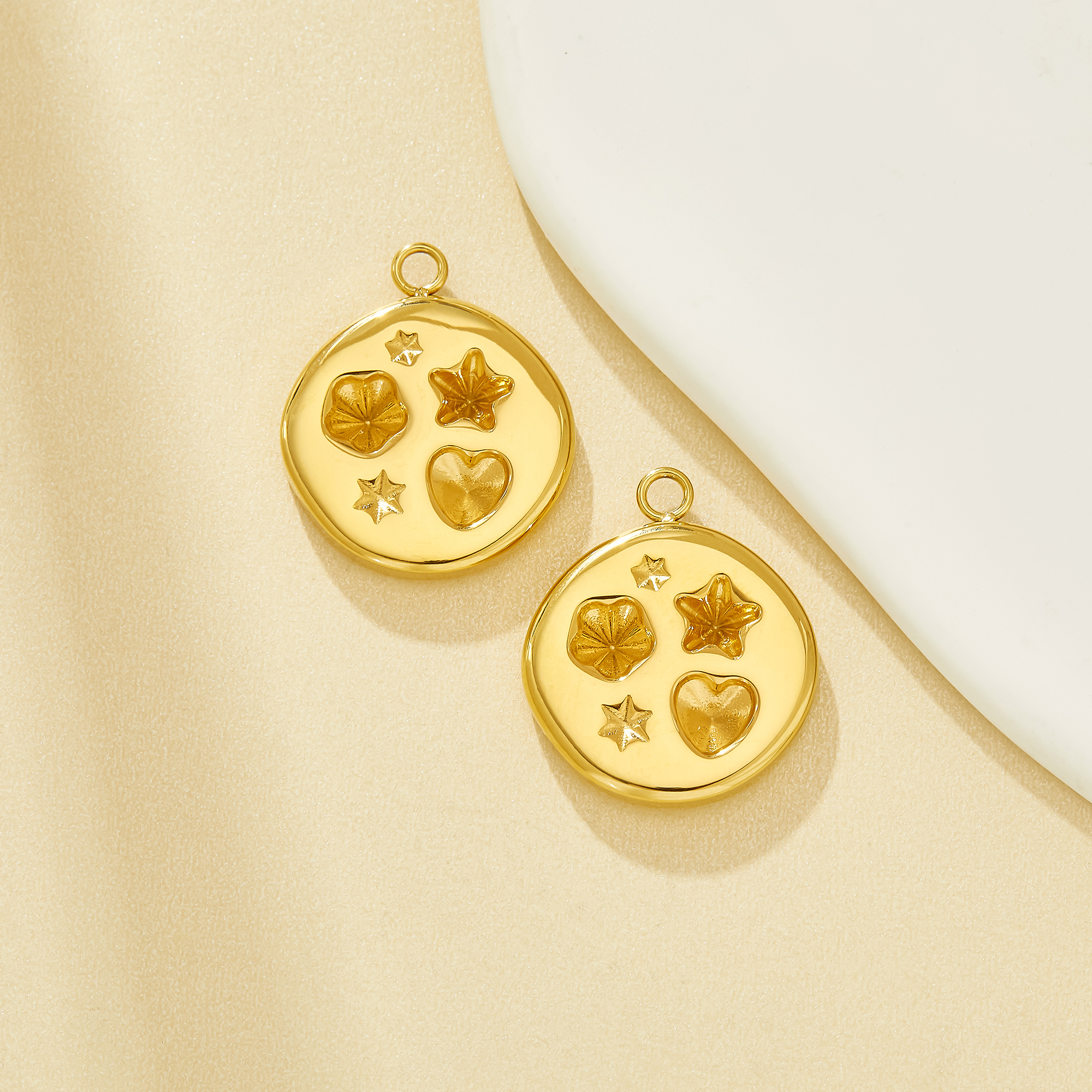 Keepsake Breast Milk Resin Round Stainless Steel Pendant,Flower Star Heart Art Deco Round Pendant Charm,DIY Pendant Blank Supplies 1431652