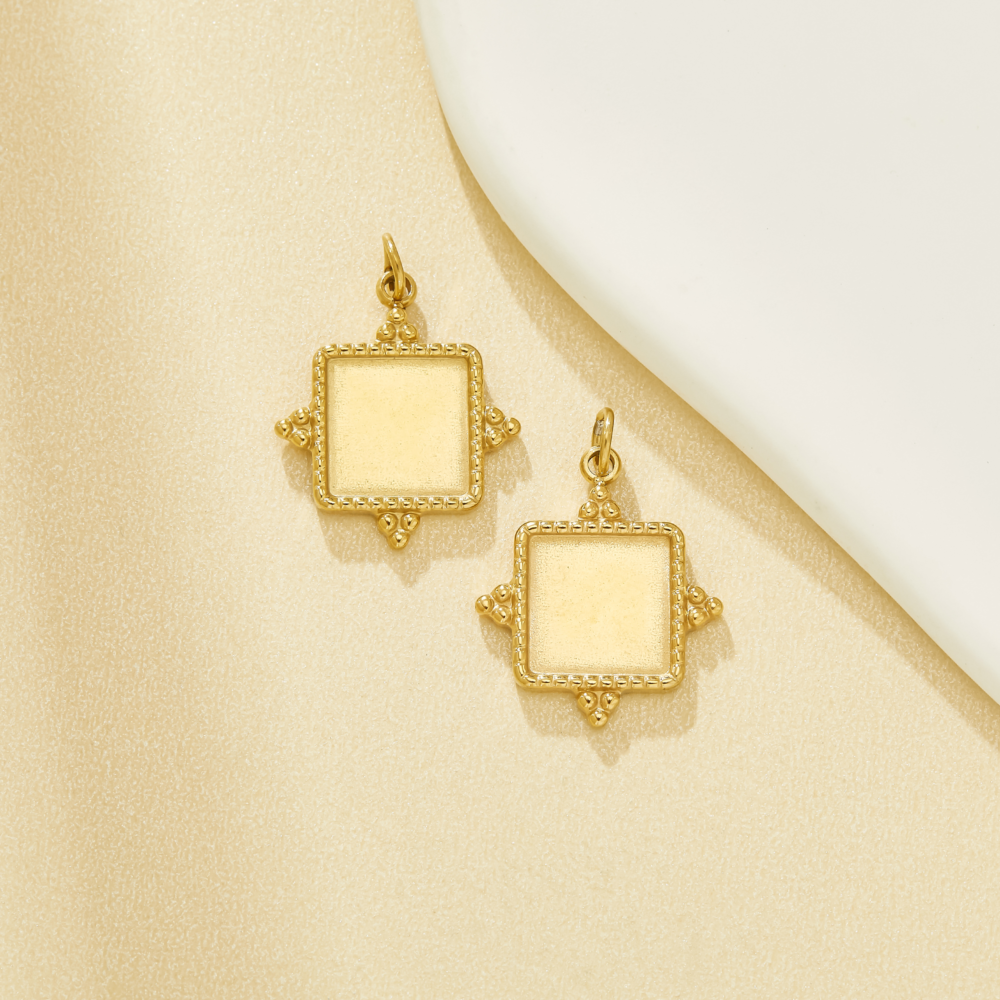 8MM Square Bezel Stainless Steel Pendant Settings,Vintage Styles Square Pendant Charm,DIY Pendant Blank Supplies 1431653