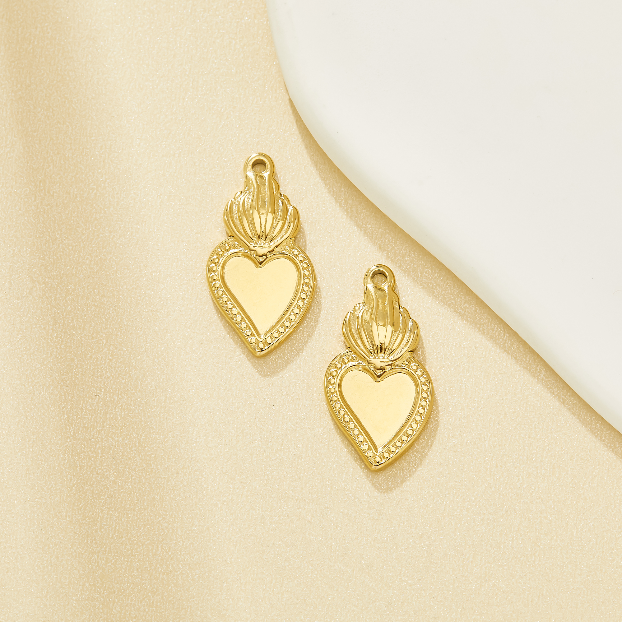 8MM Heart Bezel Stainless Steel Pendant Settings,Gold PLated Stainless Steel Pendant Charm,DIY Pendant Blank Supplies 1431656