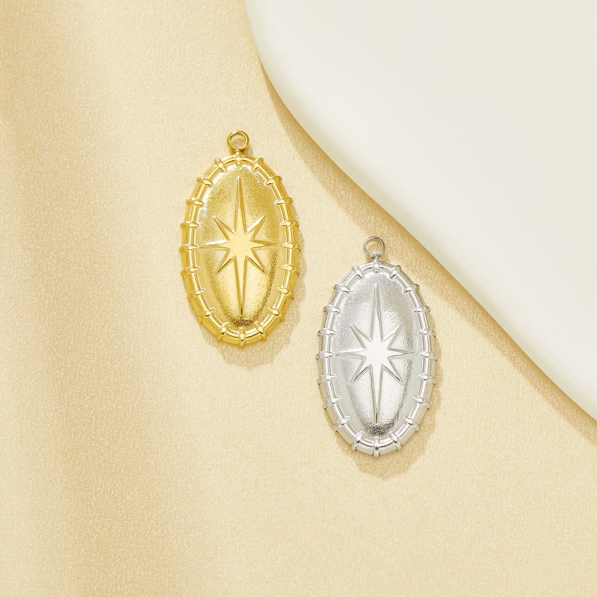 Art Deco Oval Stainless Steel Pendant,Vintage Styles Stainless Steel Pendant Charm,DIY Pendant Supplies 1431667