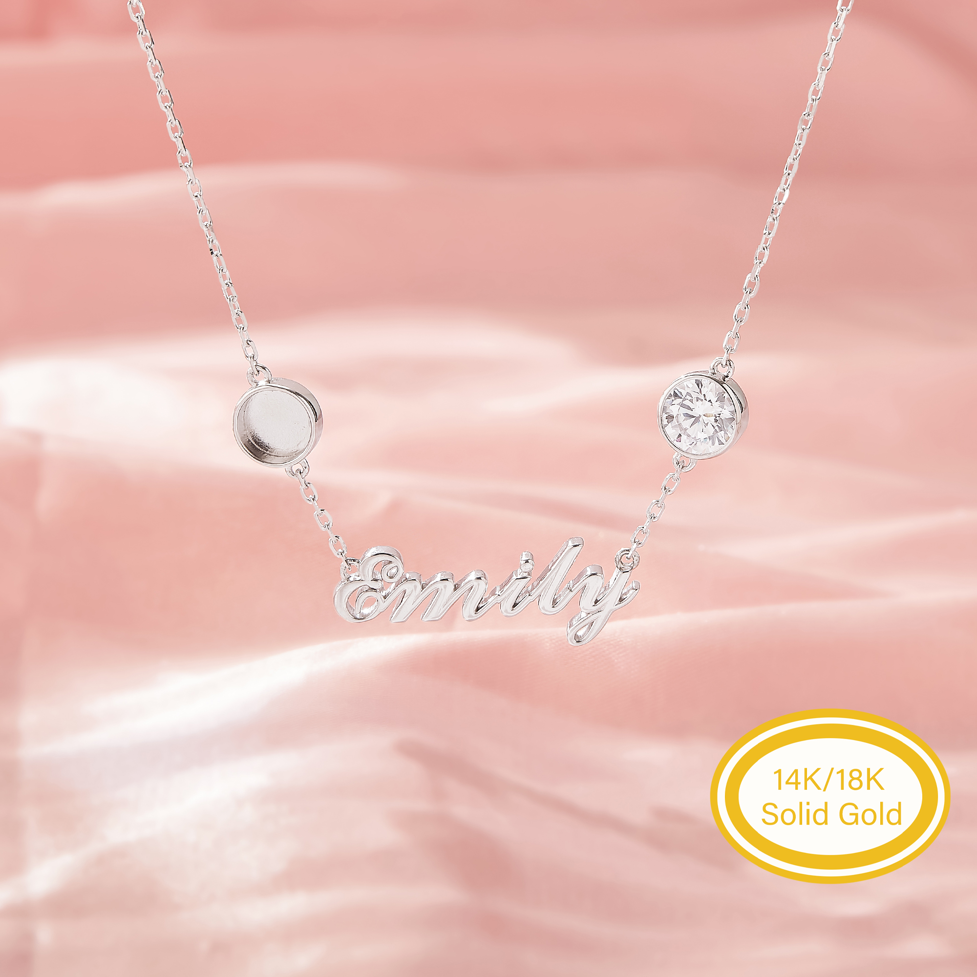 6MM Keepsake Breast Milk Resin Round Bezel Personalized Name Pendant Settings,Birthstone Solid 14K 18K Gold Customized DIY Necklace 1431671