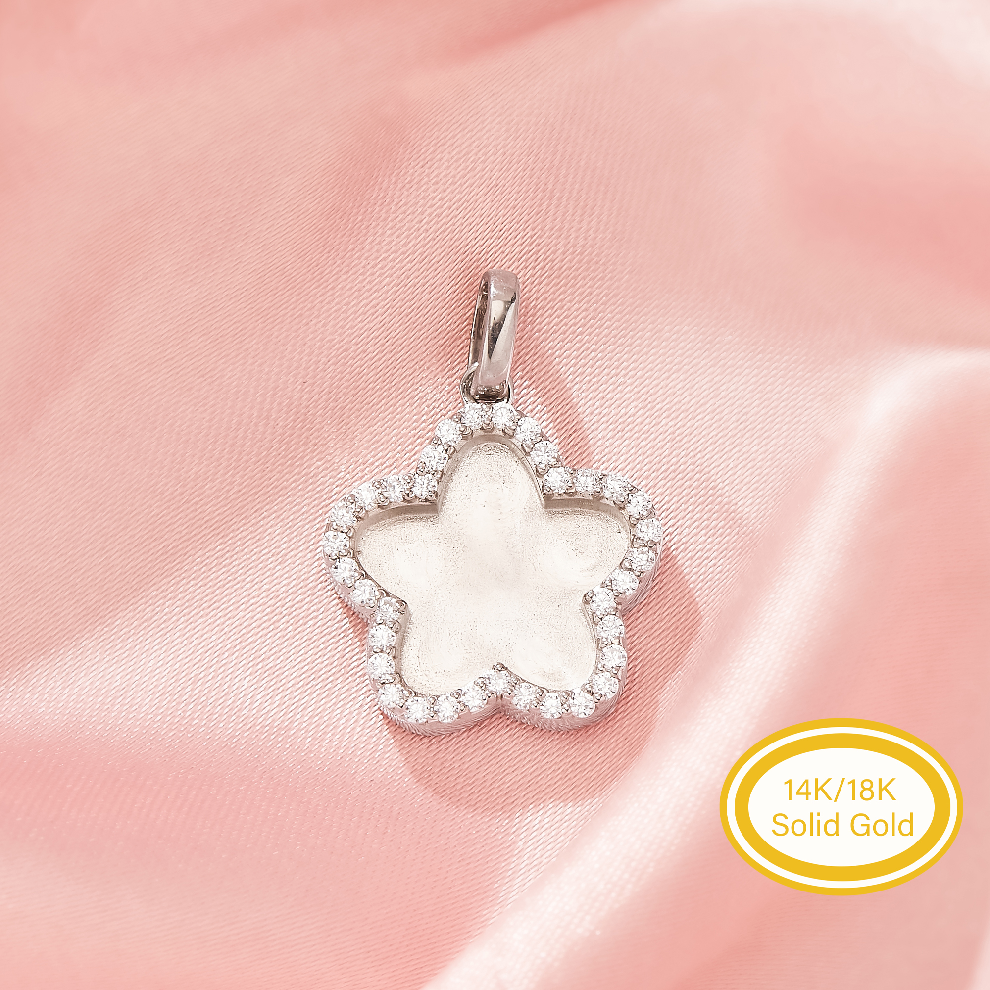 12MM Keepsake Mother Milk Resin Star Bezel Pendant Settings,Solid 14K 18K Gold Pendant Charm DIY Pendant 1431678