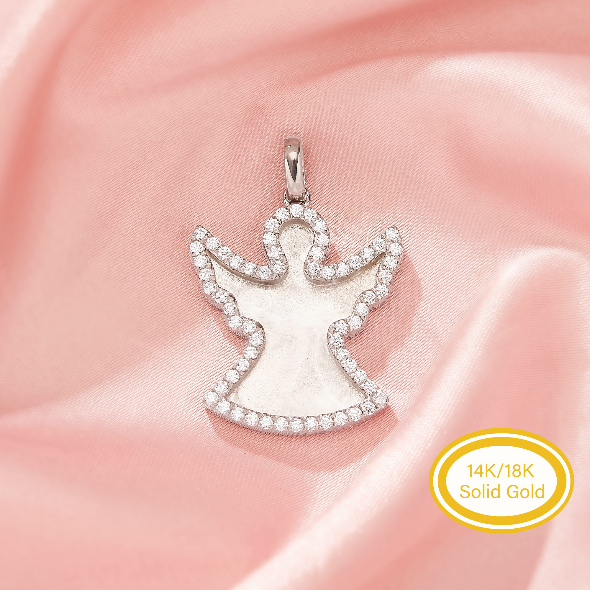 19x27MM Keepsake Mother Milk Solid 14K 18K Gold Pendant Settings,Angel Bezel Blank Pendant DIY Supplies 1431679