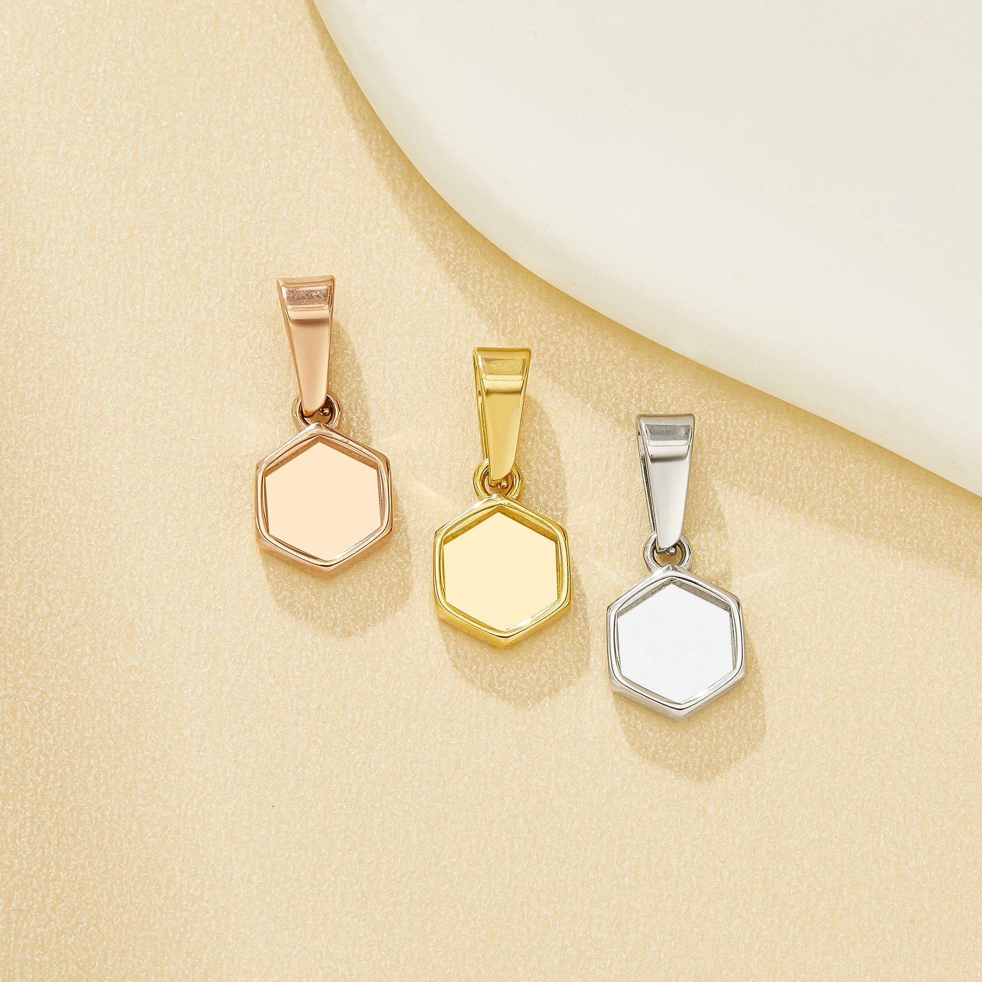 6MM Keepsake Mother Milk Resin Hexagon Pendant Bezel Settings,316L Stainless Steel Silver Rose Gold Charm,DIY Pendant Supplies 1431683