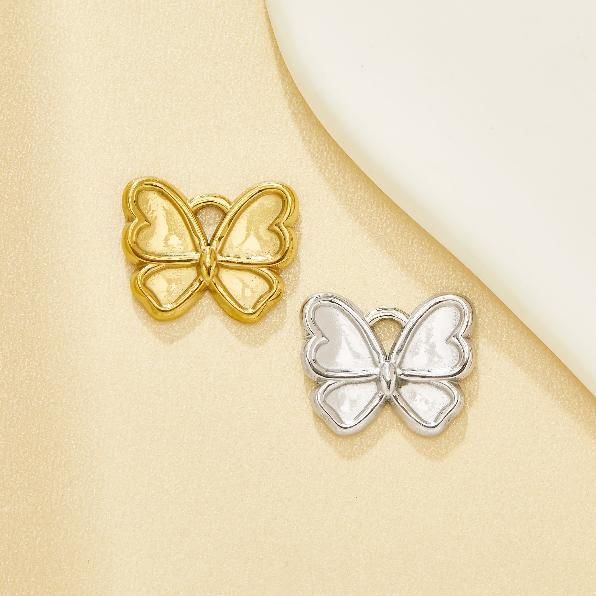 15.9mm Butterfly Blank Pendant Settings, 304L Stainless Steel Anti-allergy Charm Base For DIY Necklace Bracelet Handmade Jewelry Supplies 1430497
