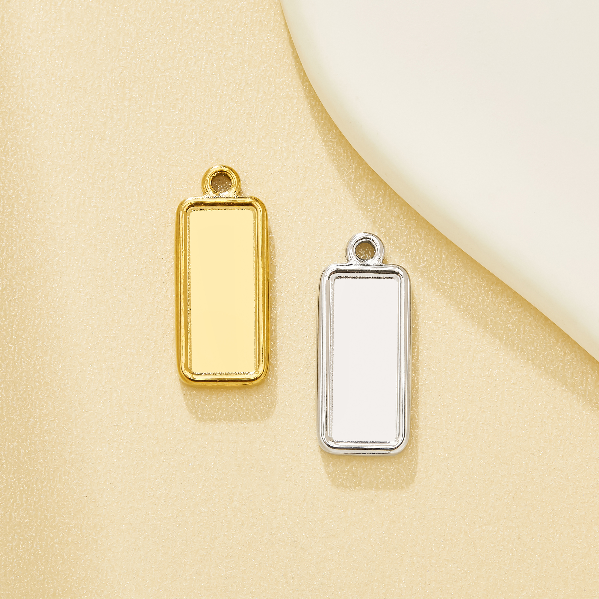 13mm Keepsake Mother Milk Resin Rectangle Bezel Pendant Blank Settings 304L Stainless Steel DIY Memory Necklace Bracelet Craft Supplies 1431700