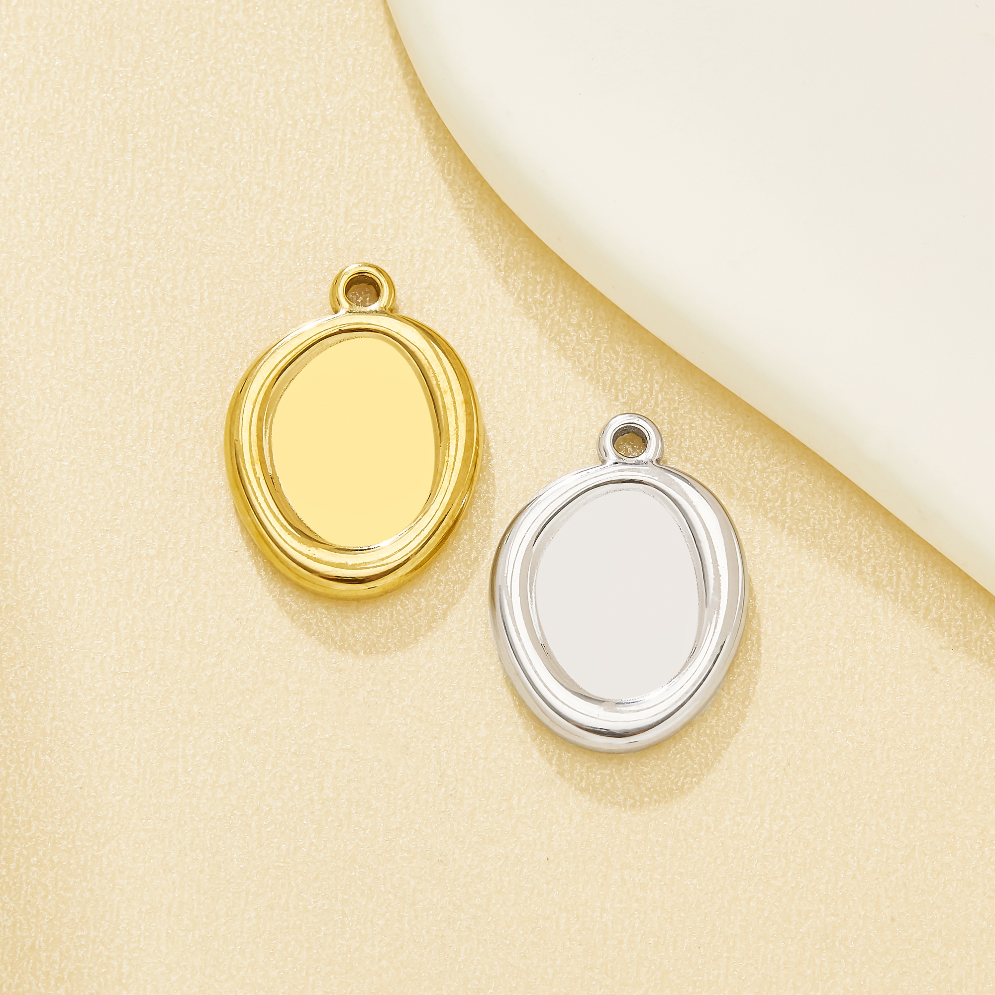 10mm Keepsake Mother Milk Resin Oval Bezel Pendant Blank Settings 304L Stainless Steel DIY Necklace Bracelet Craft Supplies 1431702