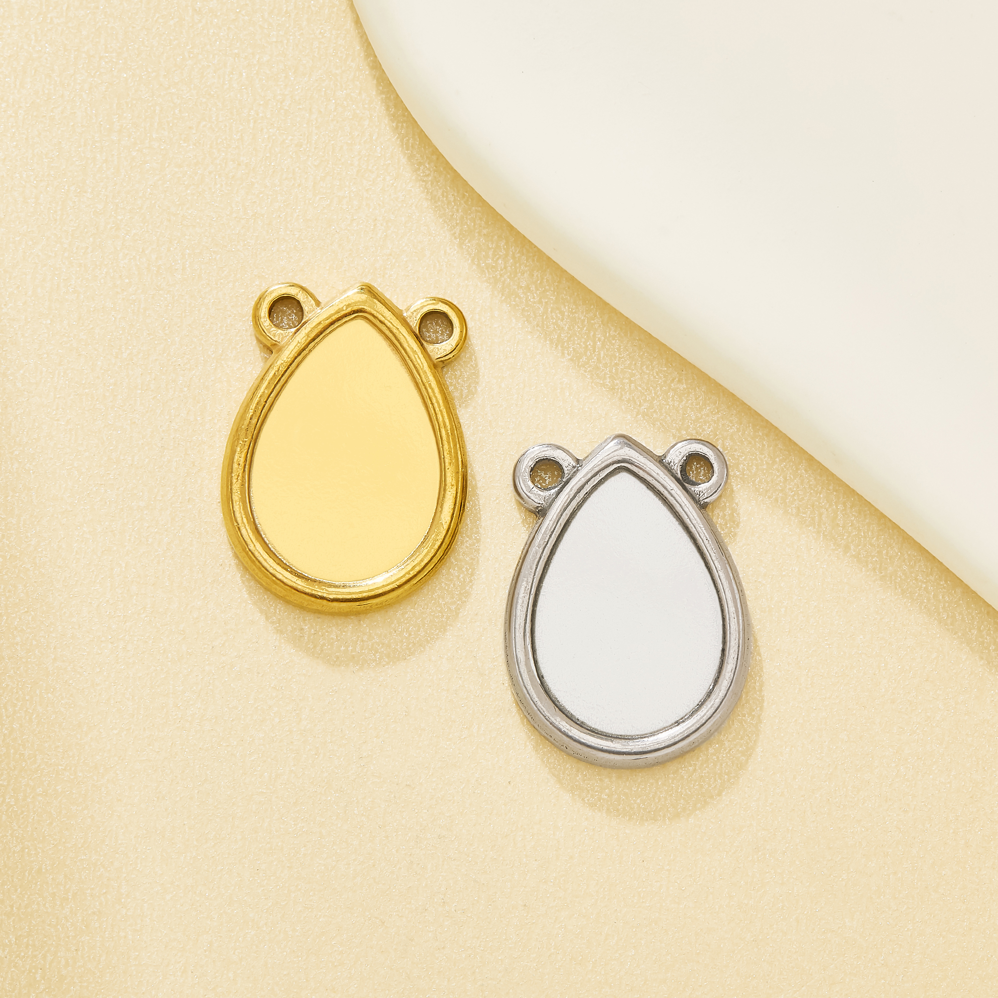 10mm Keepsake Mother Milk Resin Teardrop Bezel Pendant Blank Settings 304L Stainless Steel DIY Necklace Bracelet Craft Supplies 1431704