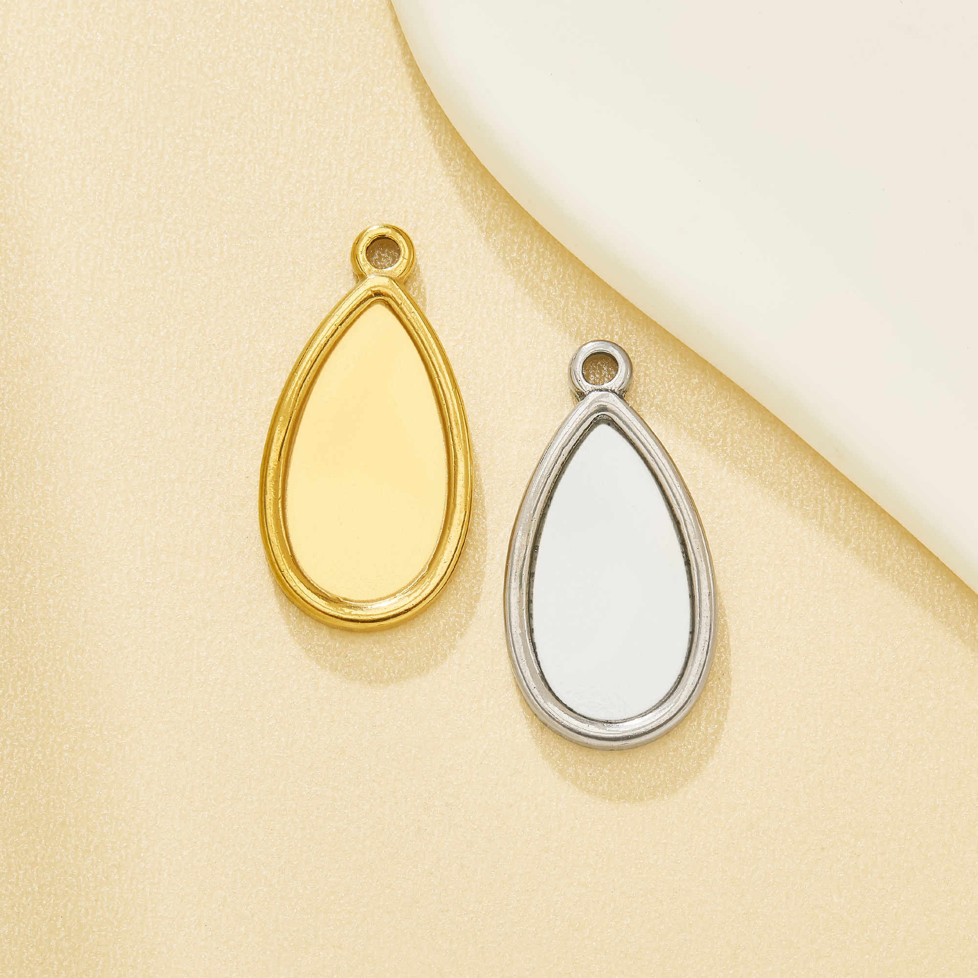 9mm Keepsake Mother Milk Resin Teardrop Bezel Pendant Blank Settings 304L Stainless Steel DIY Memory Necklace Bracelet Craft Supplies 1431705