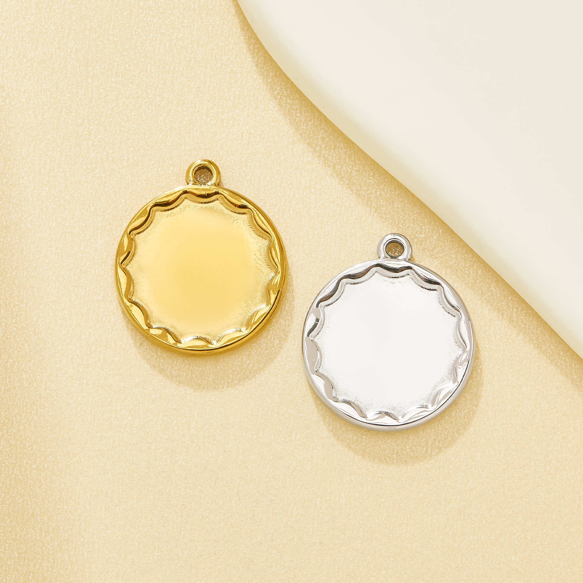 12mm Keepsake Mother Breastmilk Resin Scalloped Round Bezel Pendant Blank Settings 304L Stainless Steel DIY Necklace Bracelet Supplies 1431708