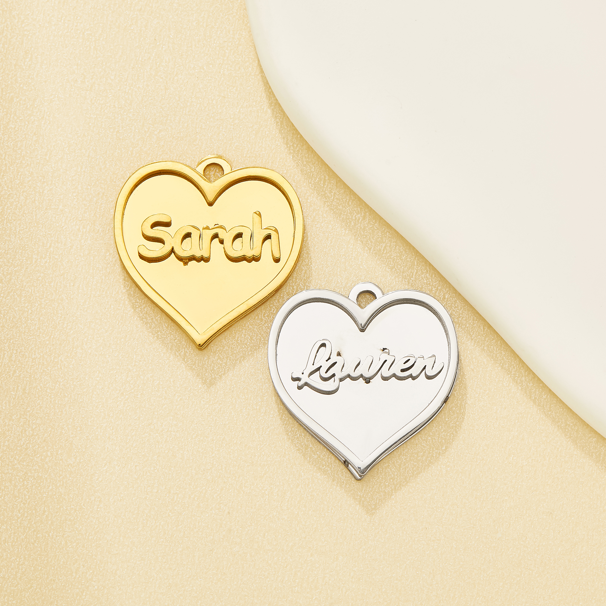 Personalized Name Heart Pendant, Stainless Steel Customized Name DIY Charm Jewelry Part 1431711
