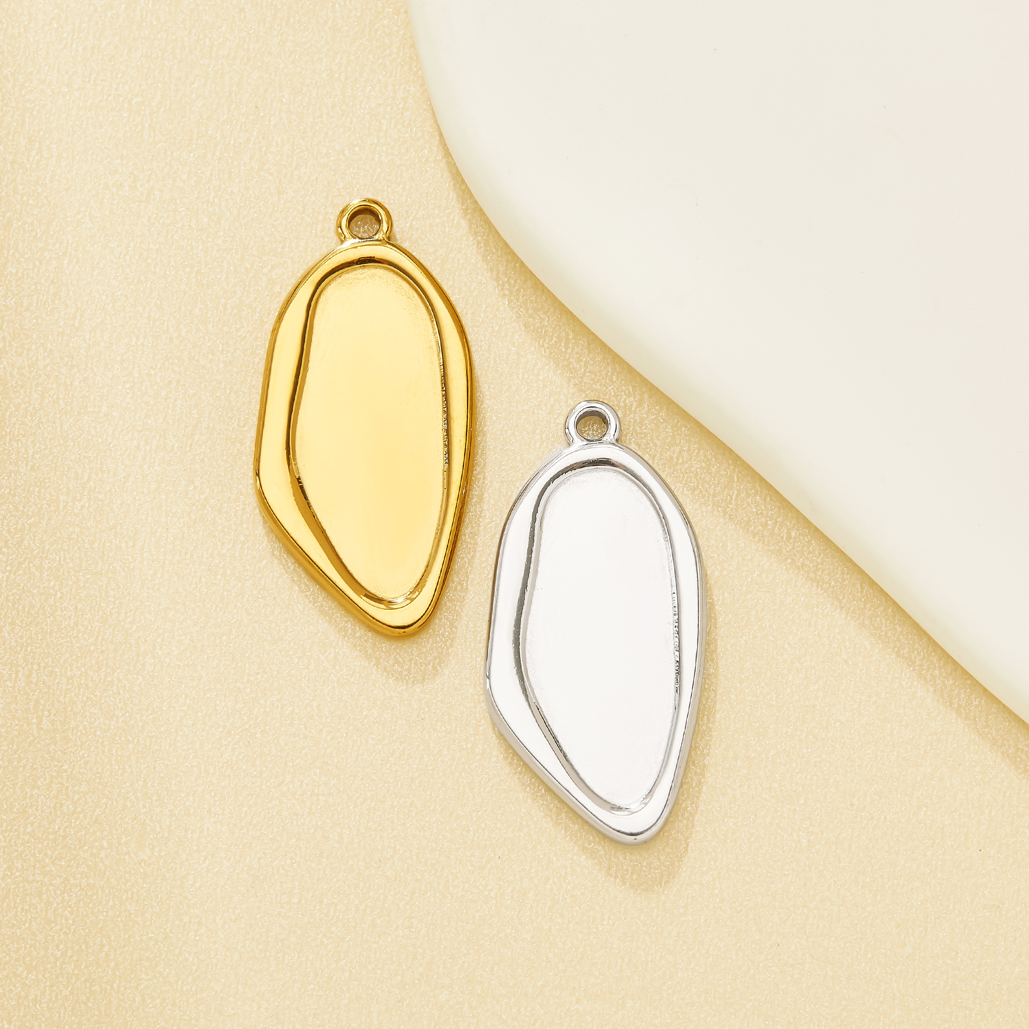 9mm Keepsake Mother Milk Resin Irregular Oval Bezel Pendant Blank Settings 304L Stainless Steel DIY Necklace Bracelet Craft Supplies 1431712