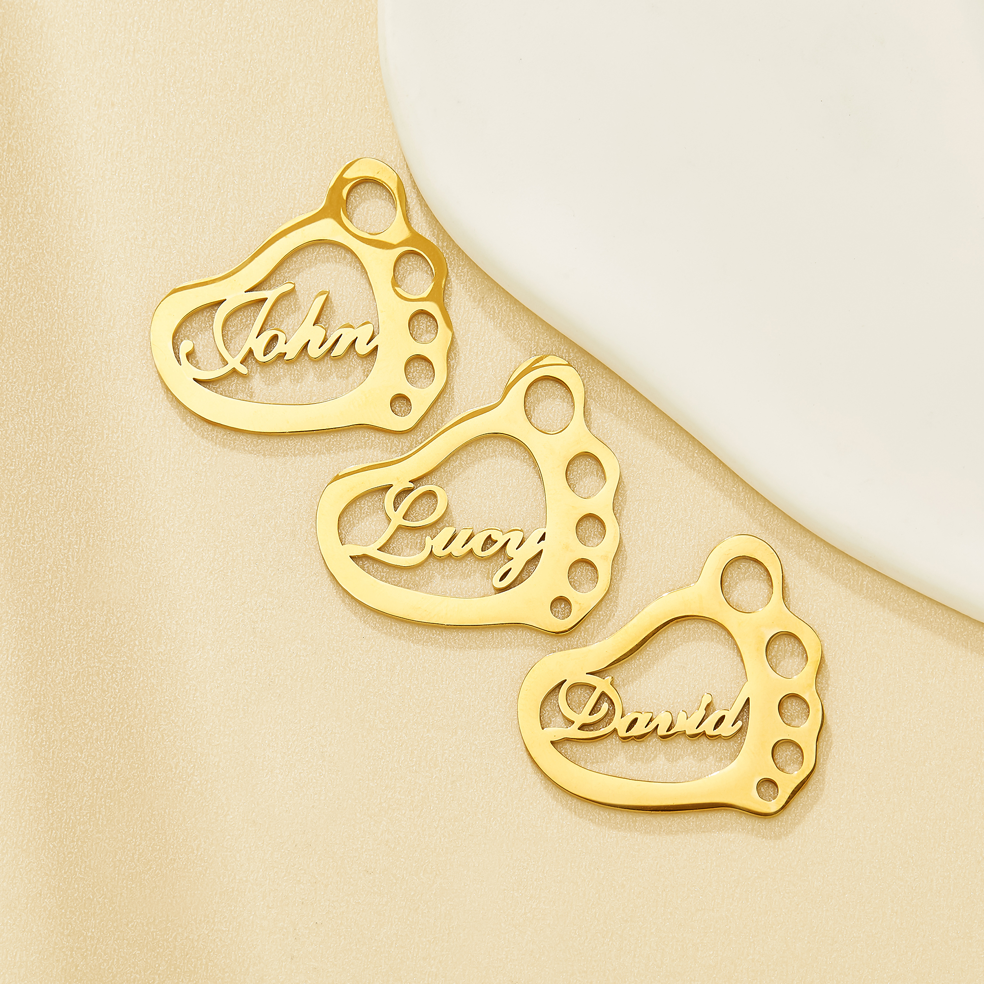 Personaliza Name Footprint Pendant, Stainless Steel Customized Name DIY Charm Jewelry Part 1431714