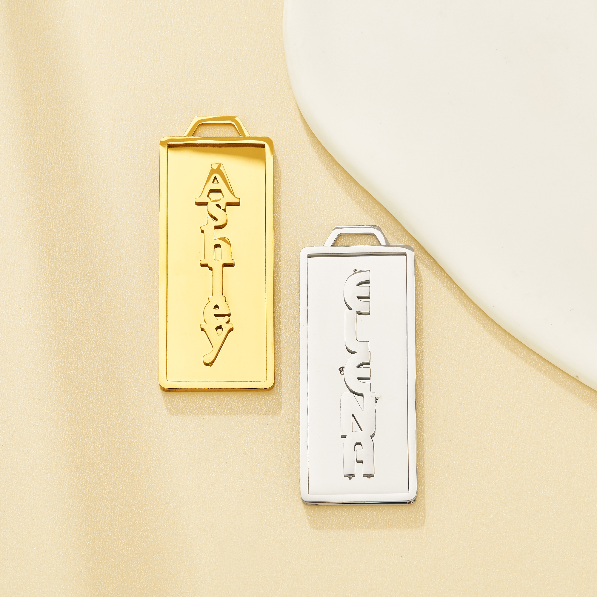 Personalized Name Rectangle Pendant, Stainless Steel Customized Name DIY Charm Jewelry Part 1431715