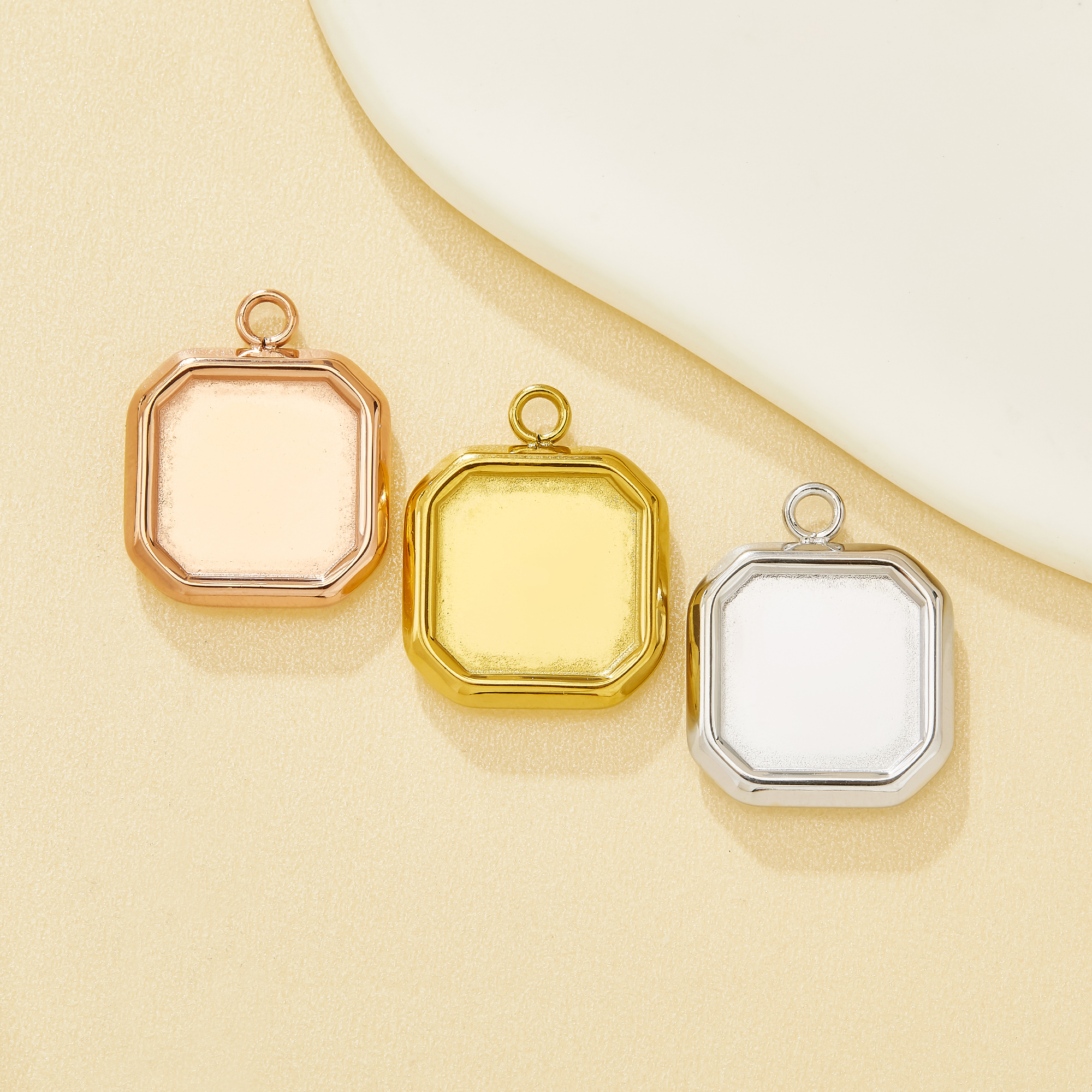 14mm Keepsake Mother Breastmilk Resin Octagon Bezel Pendant Blank Settings 304L Stainless Steel DIY Memory Necklace Bracelet Craft Supplies 1431716