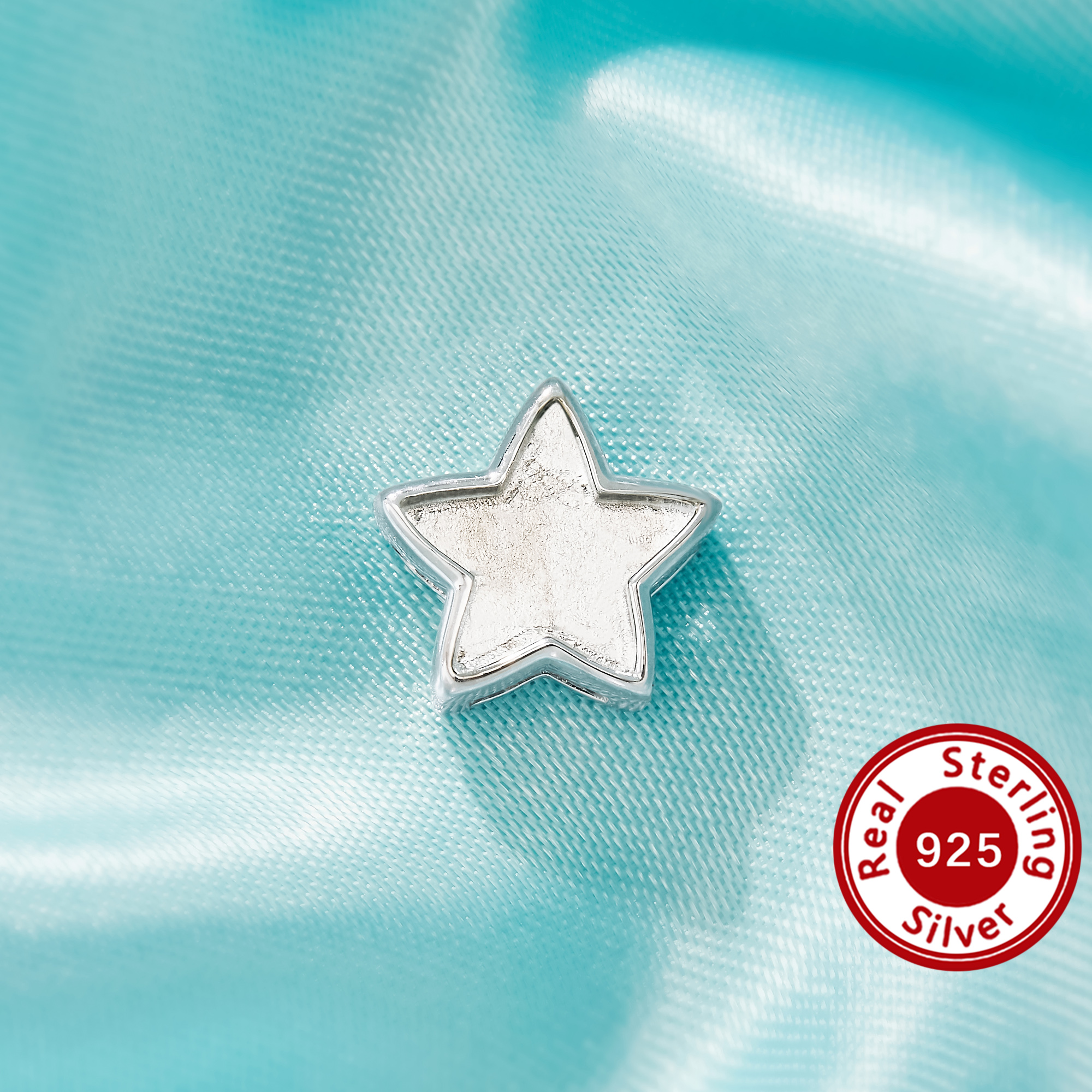 8x9.5MM Keepsake Mother Milk Resin Bezel Pendant Settings,Star Beautiful Solid 925 Sterling Silver Pendant, Classic Celestial Jewelry 1431724-1