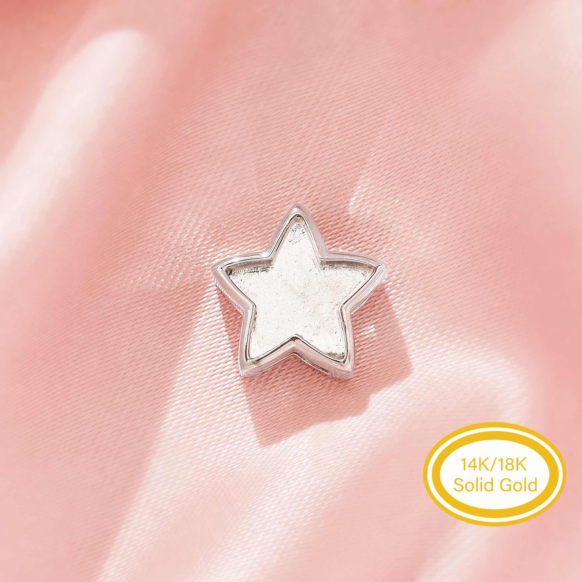 8x9.5MM Keepsake Mother Milk Resin Bezel Pendant Settings,Star Beautiful Solid 14K 18K Gold Pendant, Gorgeous Classic Celestial Jewelry 1431724