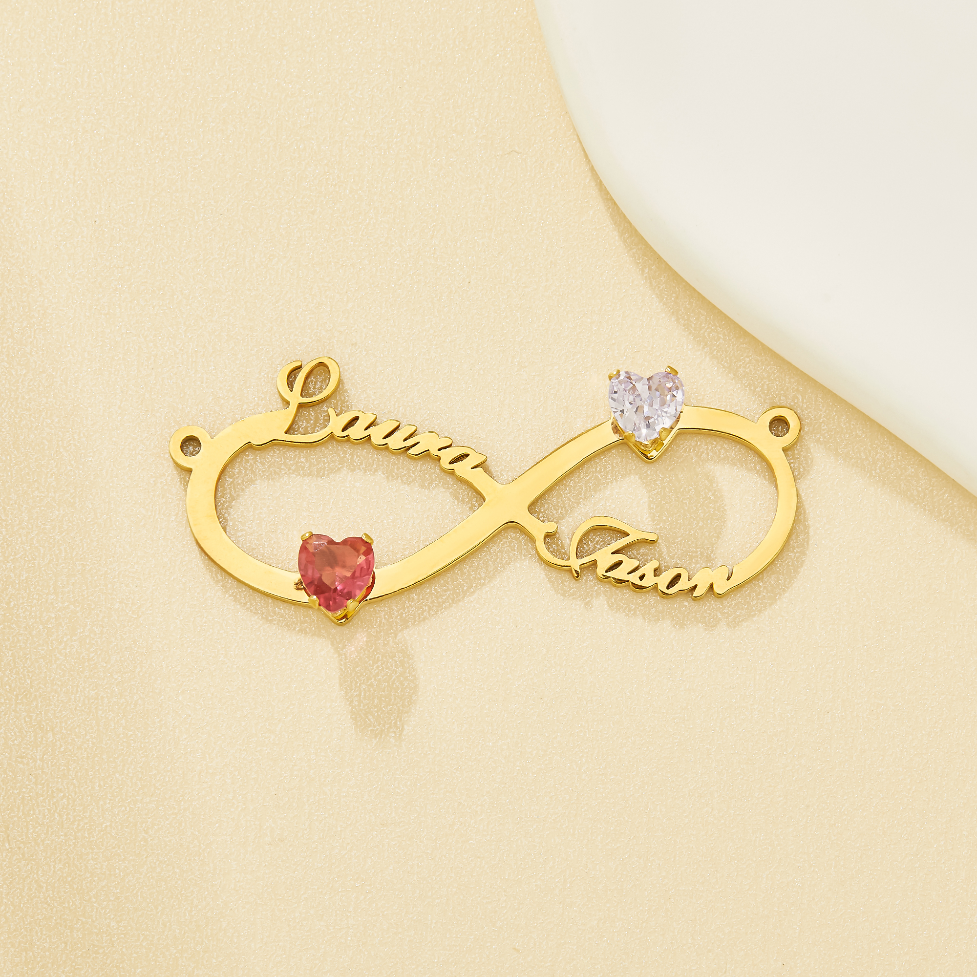 Customized Infinity Name Birthstone Alphabet Pendant,Lovely Personalized Heart CZ Stone Script Letter Charm,DIY Necklace Jewelry Supplies 304L Stainless Steel 1431727