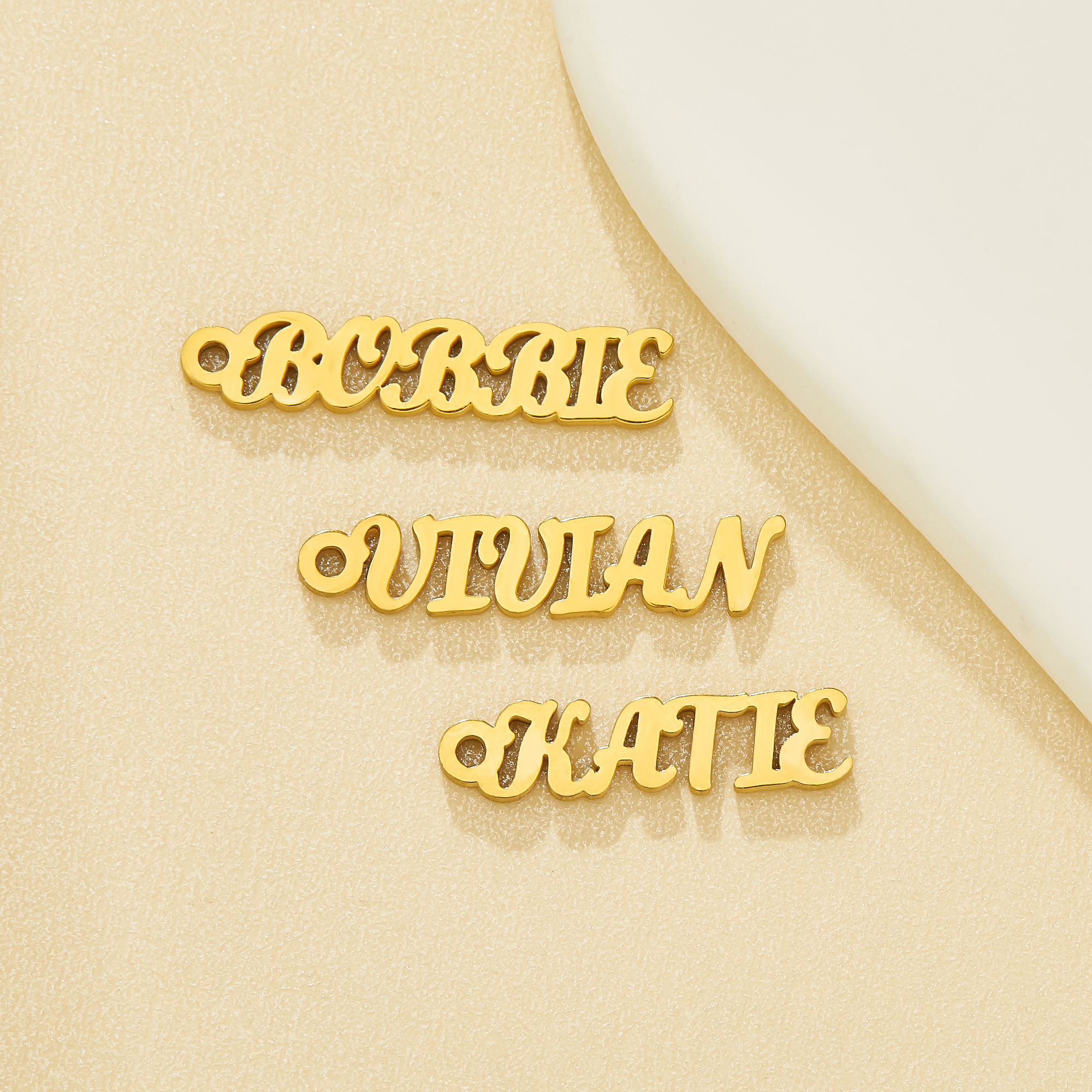 Customized Name Alphabet Pendant Charm,Sleek Personalized Smooth Polished Script Letter Charms,DIY Necklace Jewelry Supplies 304L Stainless Steel 1431729