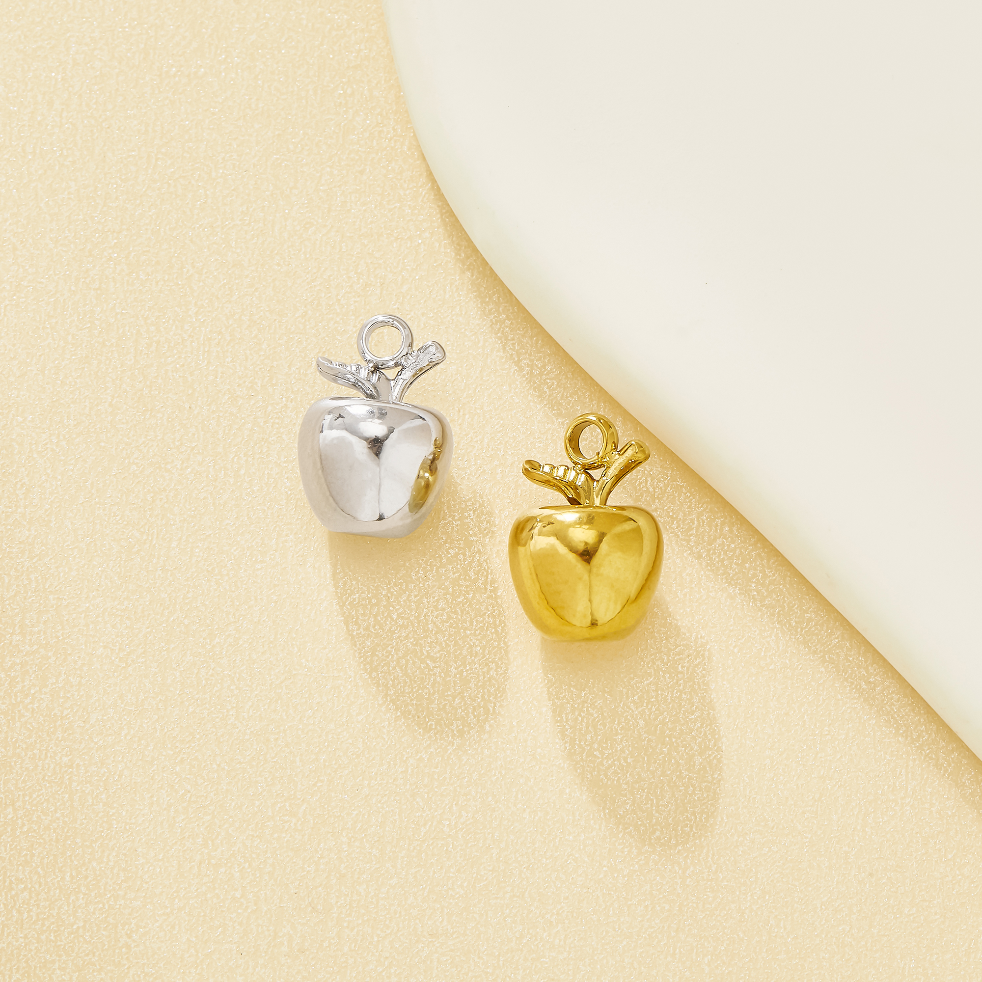 12MM Apple Pendant,Cute Solid Smooth Polished Fruit Charm For DIY Bracelet Necklace,DIY Fine Jewelry Supplies 304L Stainless Steel 1431732