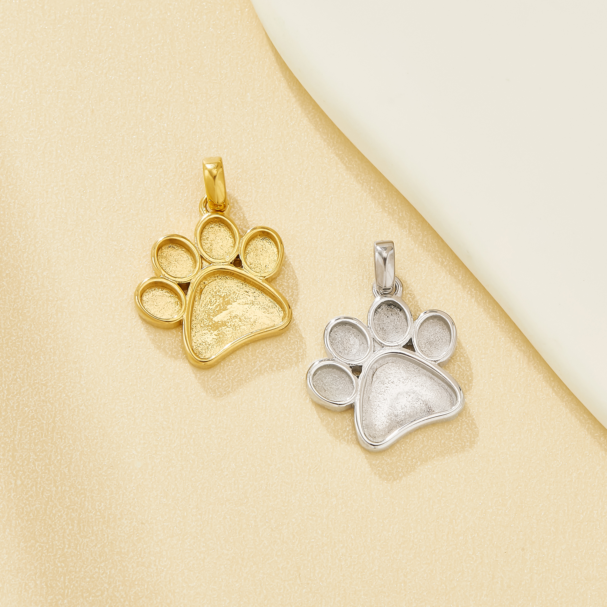 19MM Keepsake Mother Milk Resin Paw Bezel Pendant Settings,PVD Gold Plated 316L Stainless Steel Charm,Simple DIY Jewelry Making Supplies 1431748