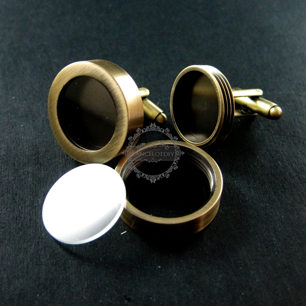 1Pair 16MM Setting Antqiued Bronze Round 3MM Deep Bezel Tray Floating Charm DIY Photo Cufflinks,Wedding Cuff Link Blank Supplies 1500041 - Click Image to Close