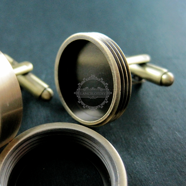 1Pair 16MM Setting Antqiued Bronze Round 3MM Deep Bezel Tray Floating Charm DIY Photo Cufflinks,Wedding Cuff Link Blank Supplies 1500041 - Click Image to Close