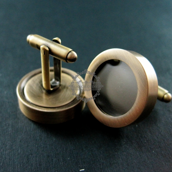 1Pair 16MM Setting Antqiued Bronze Round 3MM Deep Bezel Tray Floating Charm DIY Photo Cufflinks,Wedding Cuff Link Blank Supplies 1500041 - Click Image to Close