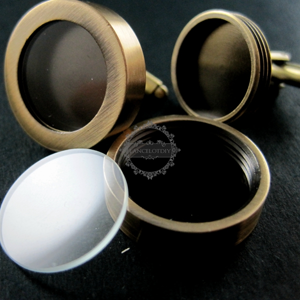 1Pair 16MM Setting Antqiued Bronze Round 3MM Deep Bezel Tray Floating Charm DIY Photo Cufflinks,Wedding Cuff Link Blank Supplies 1500041 - Click Image to Close