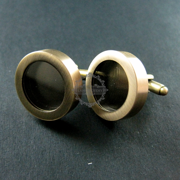 1Pair 16MM Setting Antqiued Bronze Round 3MM Deep Bezel Tray Floating Charm DIY Photo Cufflinks,Wedding Cuff Link Blank Supplies 1500041 - Click Image to Close