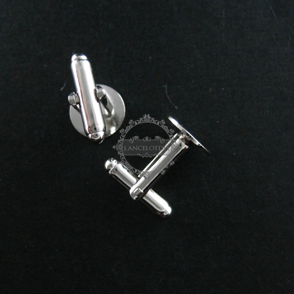 10Pcs 12MM Round Flat Bezel Rhodium Plated Brass French Cufflinks DIY Cuff Links 1500044 - Click Image to Close