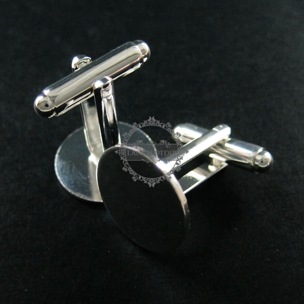 10Pcs16MM Round Flat Bezel Silver Plated Brass DIY French Cuff Links Supplies Cufflinks Gift 1500047 - Click Image to Close