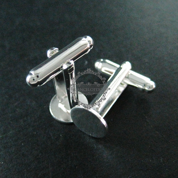 10Pcs 10MM Round Flat Bezel Silver Plated Brass DIY French Cuff Links Supplies Cufflinks Gift 1500049 - Click Image to Close