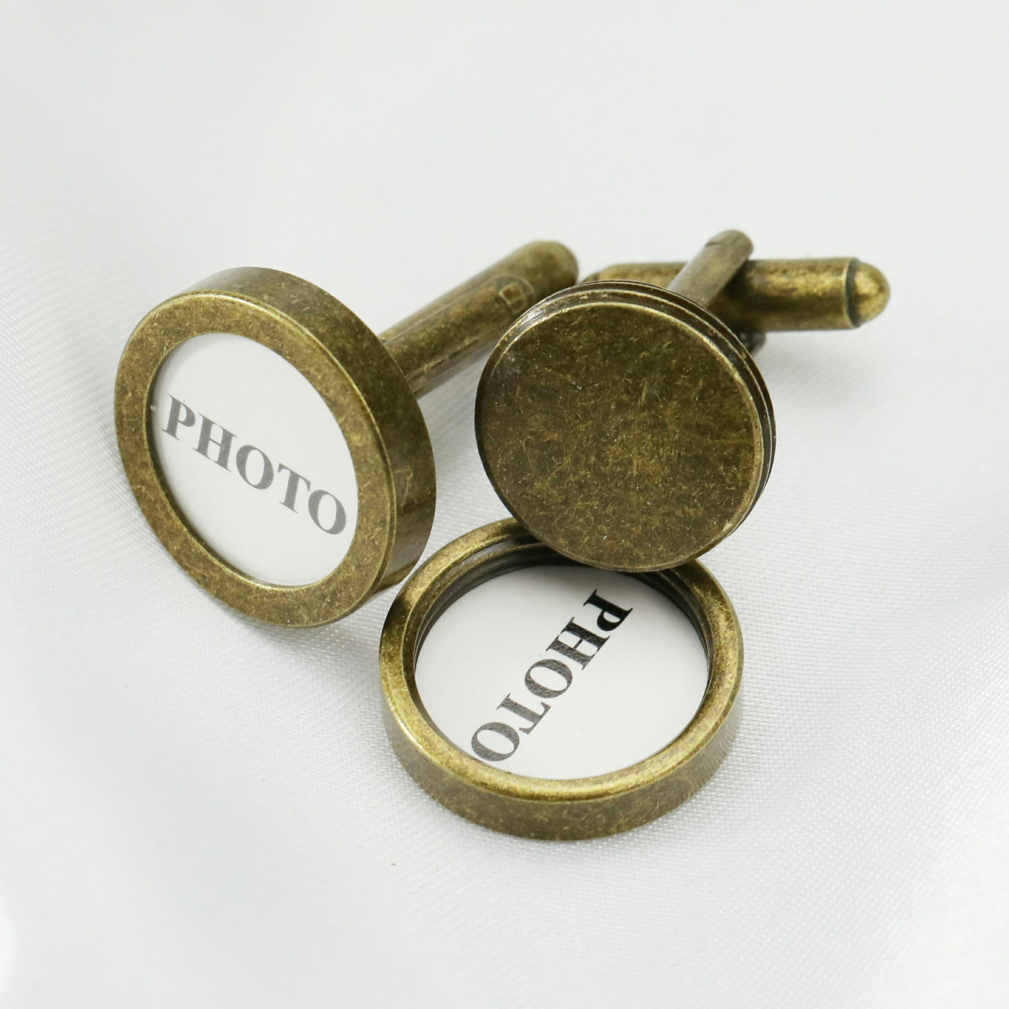 10Pcs 14mm Brass Bronze Round Bezel Cuff Links Settings Photo Frame Cufflinks Wedding Cuff Blank 1500159