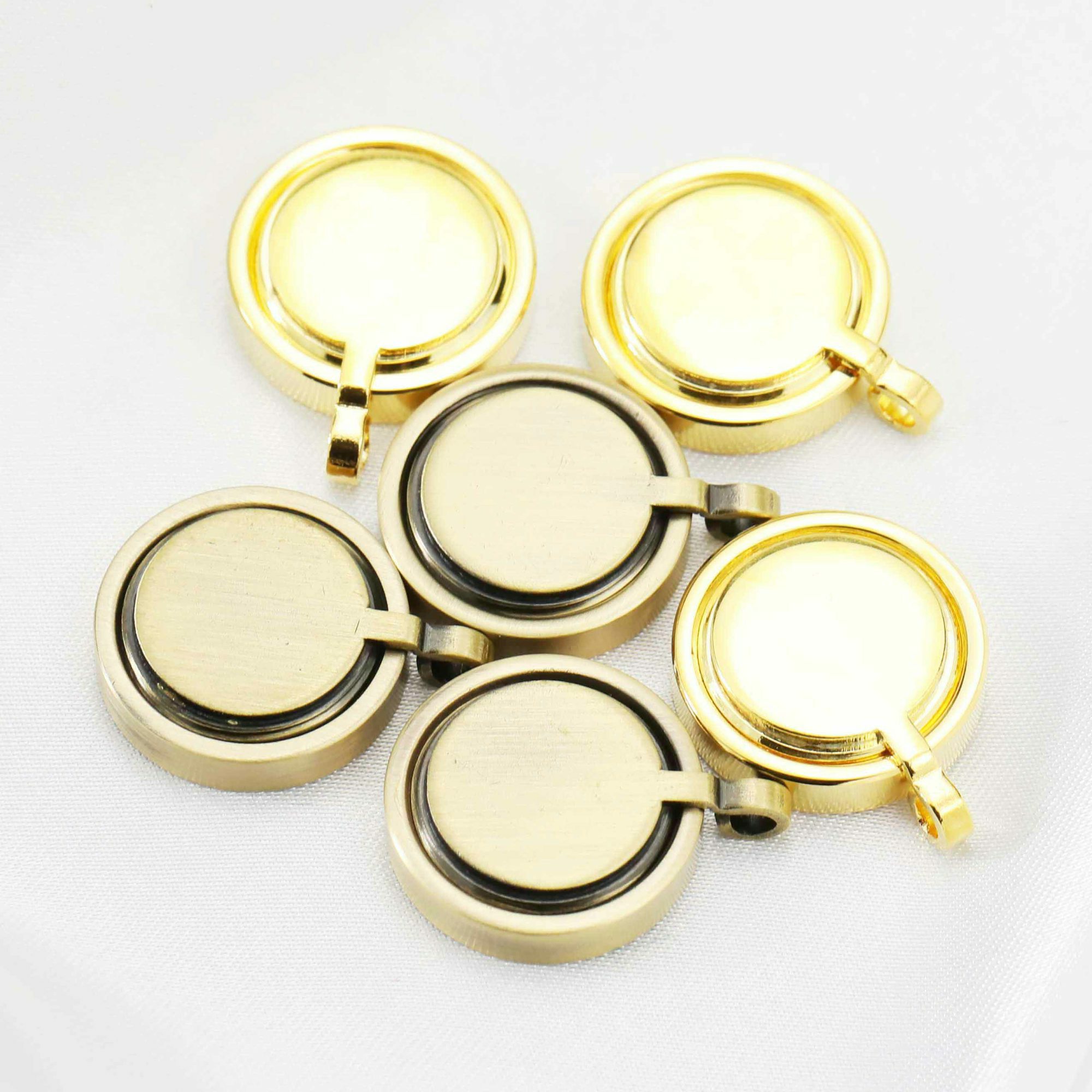 10Pcs 14mm Round Brass Gold and Shiny Bronze Antiqued Photo Pendant Settings DIY Locket Charm Jewelry Supplies 1500161 - Click Image to Close