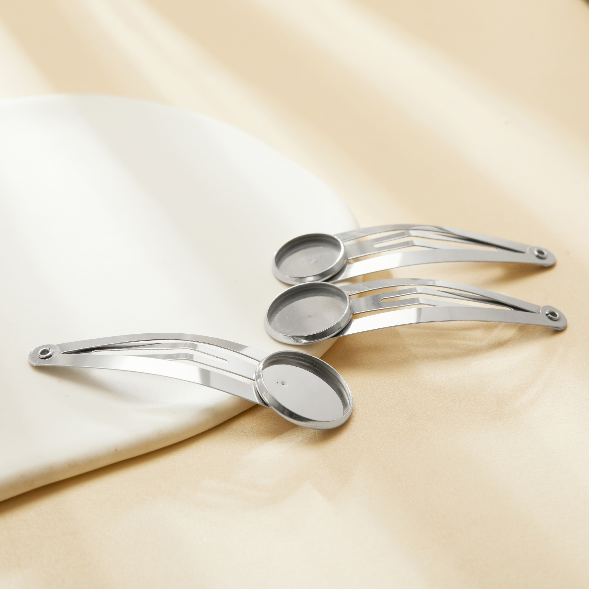 Round Bezel Hair Clip Settings,Minimalist Round Bezel Stainless Steel Hair Clip,DIY Hair Clips Findings Supplies 1502132