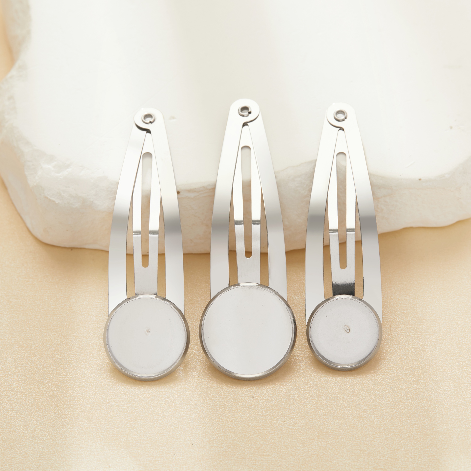 Round Bezel Hair Clip Settings,Minimalist Round Bezel Stainless Steel Hair Clip,DIY Hair Clips Findings Supplies 1502132