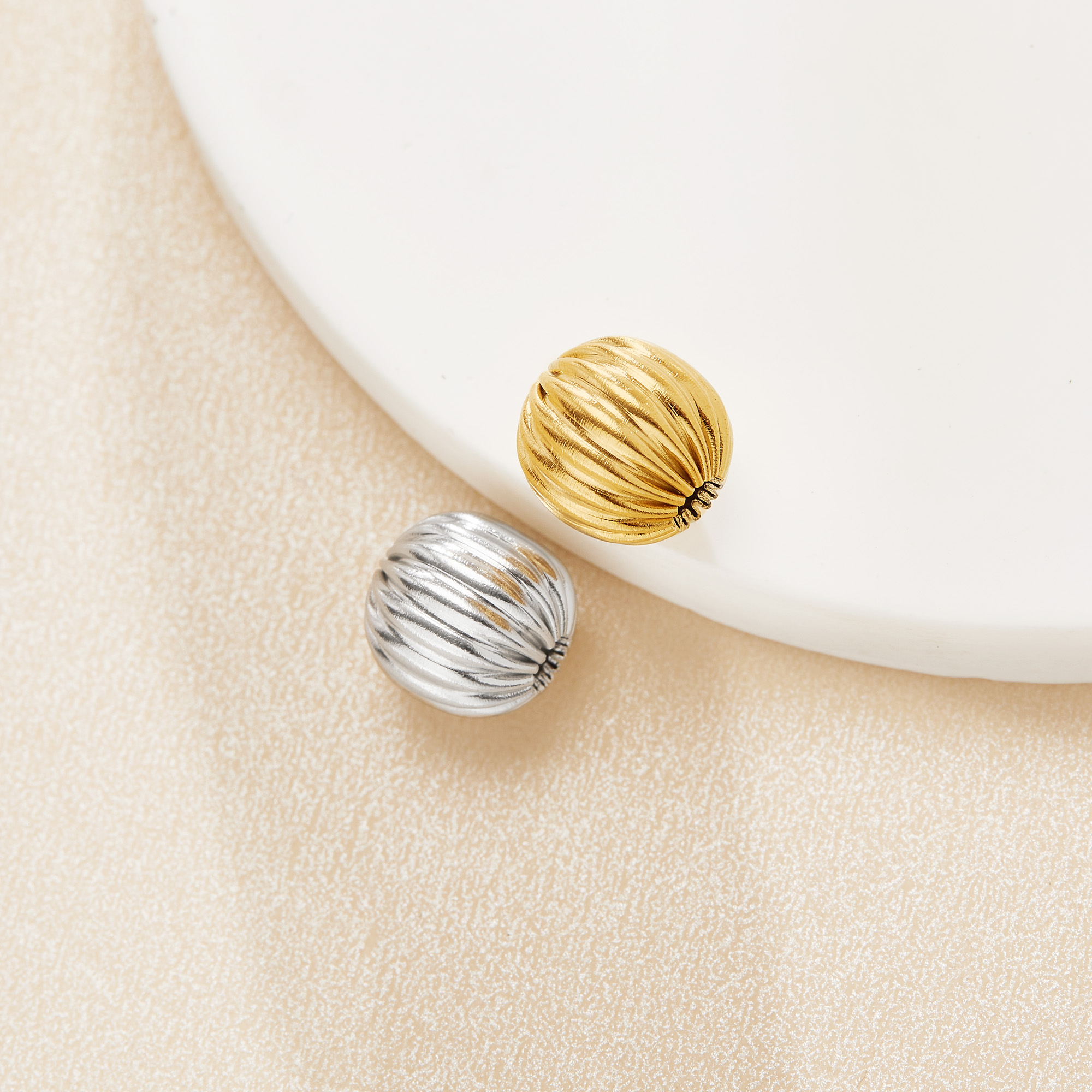 Stainless Steel Round Pumpkin Beads,Gold Plated Stainless Steel Spacer Beads with 2.5MM Hole,DIY Bead Supplies 1502140