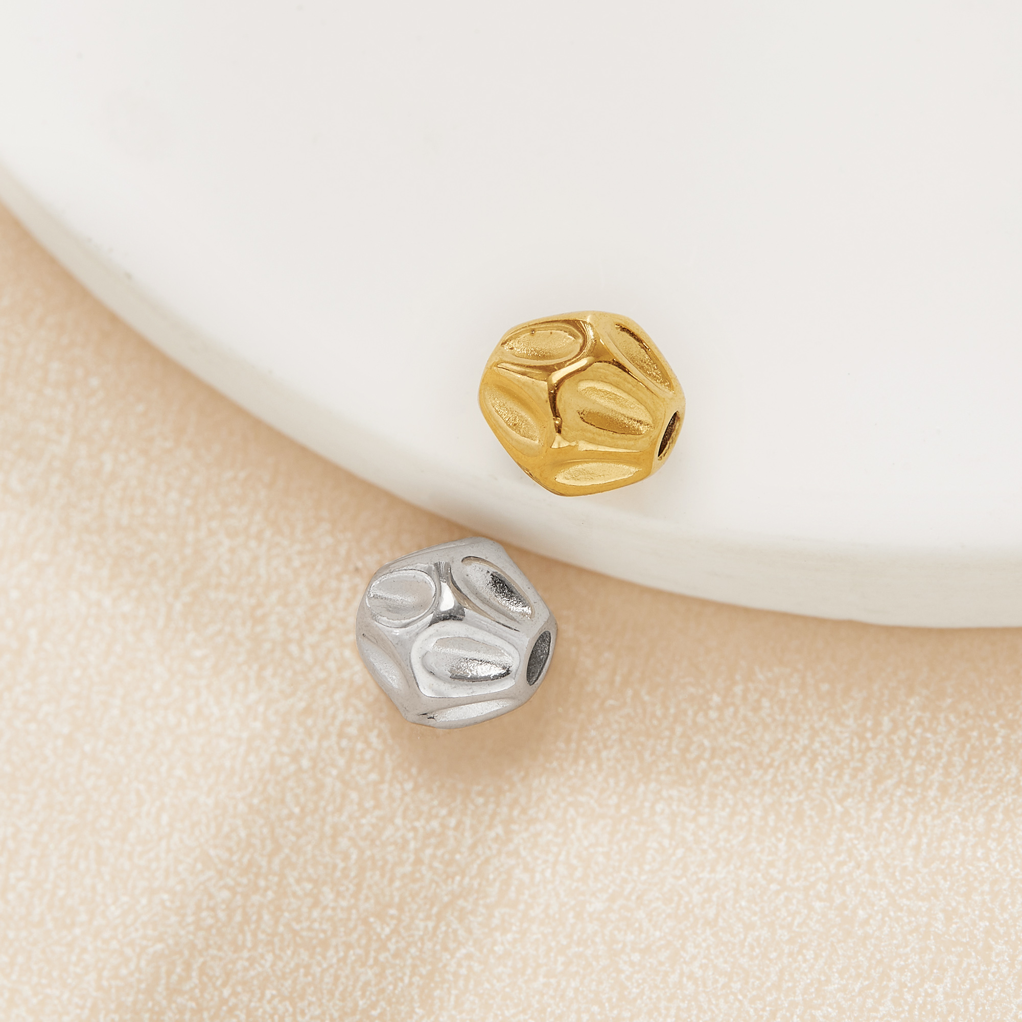 Stainless Steel Beads,Gold Plated Stainless Steel Spacer Beads with 1.5MM Hole,DIY Bead Supplies 1502141