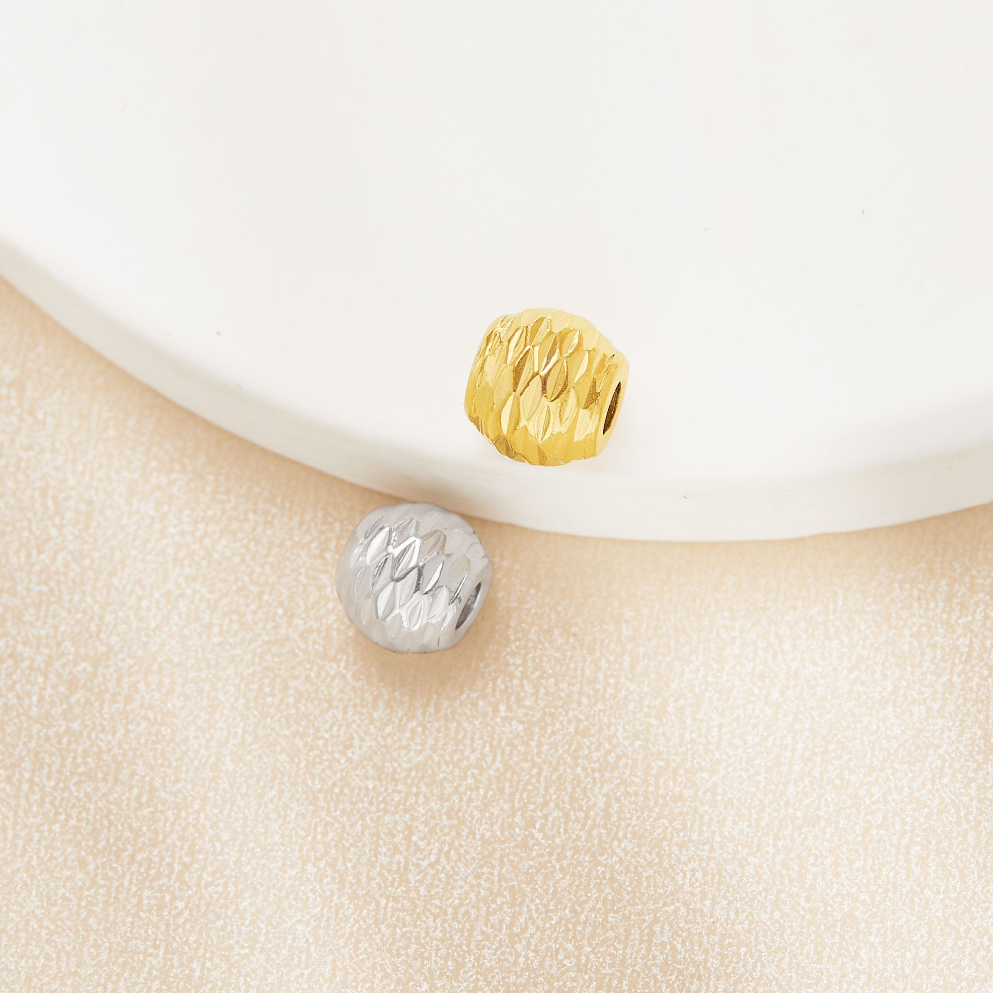 Stainless Steel Round Faceted Beads,Gold Plated Stainless Steel Spacer Beads with 2MM Hole,DIY Bead Supplies 1502142