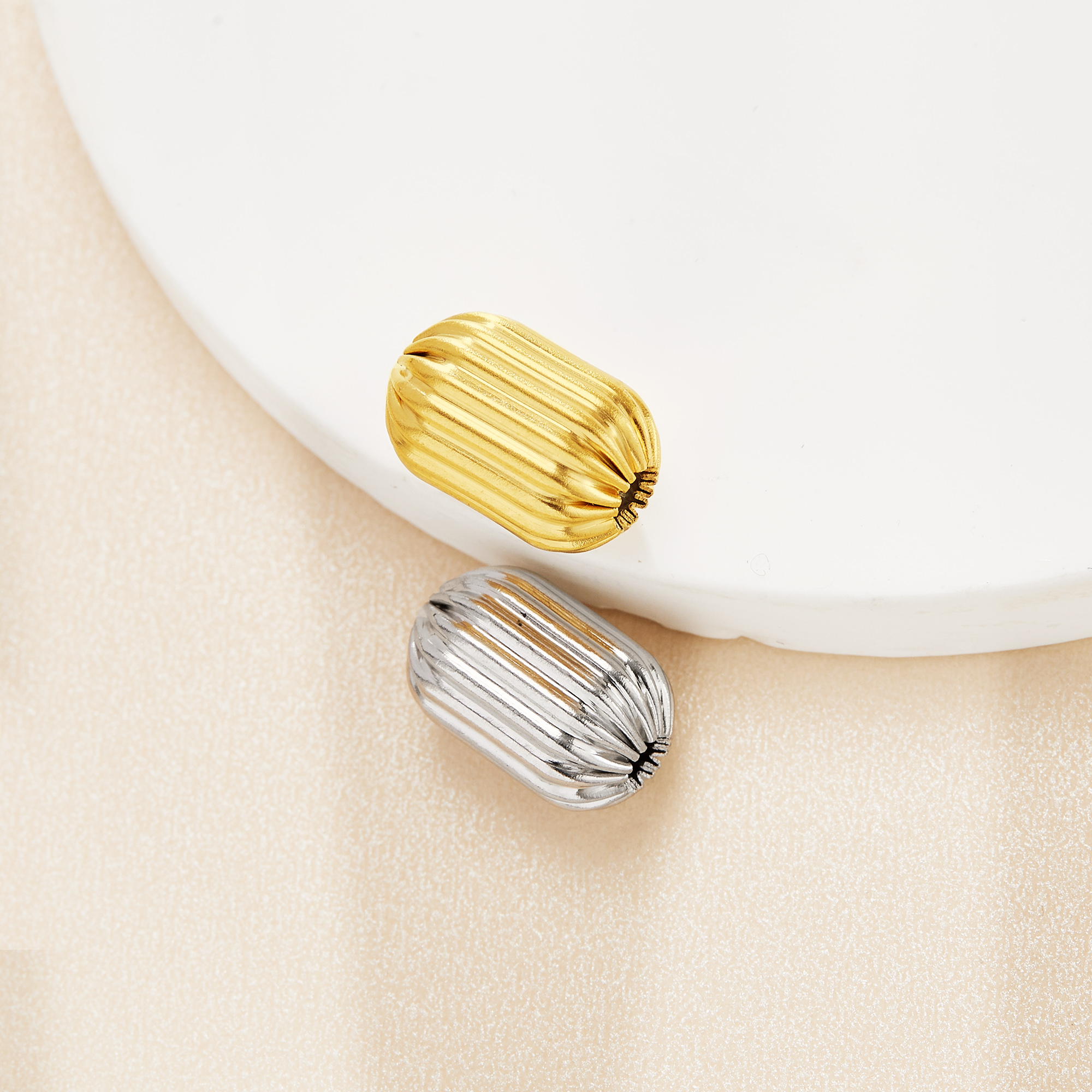 Stainless Steel Pumpkin Beads,Gold Plated Stainless Steel Spacer Beads with 2.5MM Hole,DIY Bead Supplies 1502144