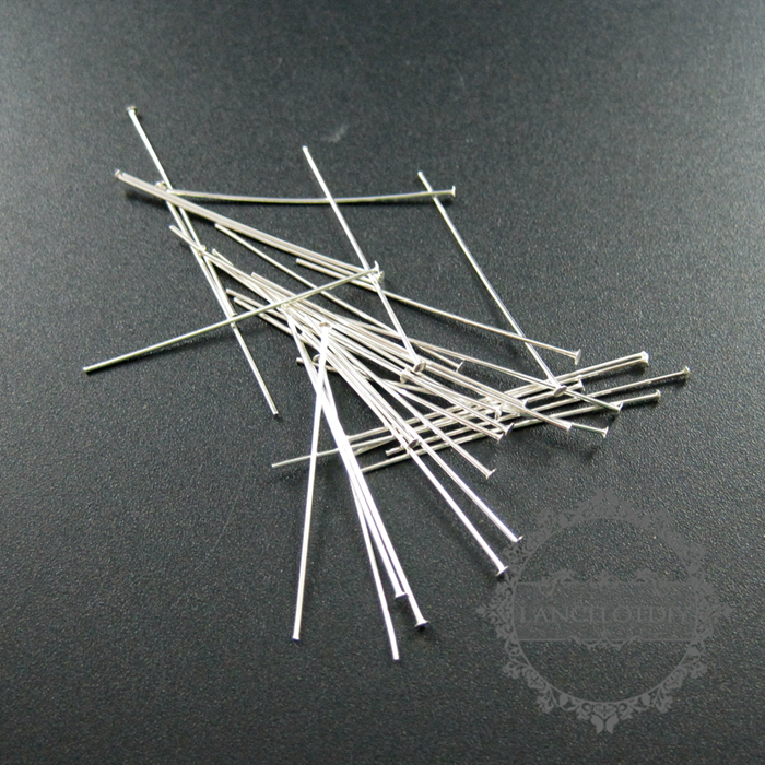 20Pcs 0.5X30MM 24Gauge Solid 925 Sterling Silver Flat Head Pin DIY Jewelry Supplies Findings 1512009 - Click Image to Close