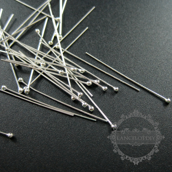 20Pcs 0.5X30MM 24Gauge Solid 925 Sterling Silver Ball Head Pin DIY Jewelry Supplies Findings 1512010 - Click Image to Close