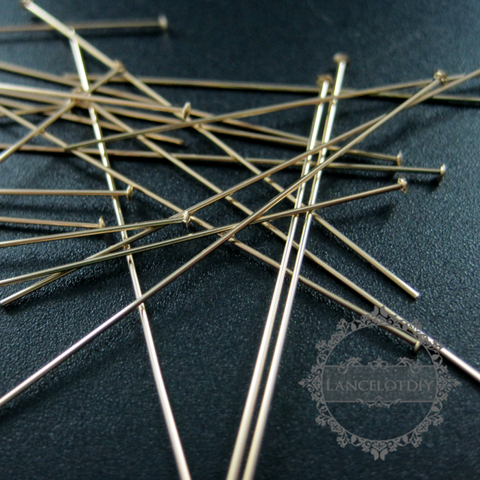 10pcs 24gauge 0.5x50.8mm 14K gold filled high quality color not tarnished headpin DIY beading jewelry supplies findings 1515011 - Click Image to Close