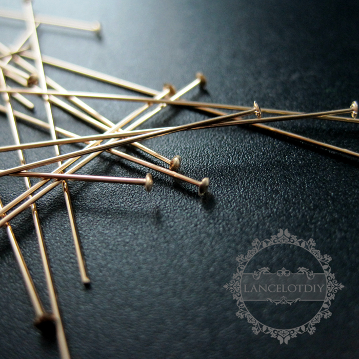 10pcs 24gauge 0.5x50.8mm 14K gold filled high quality color not tarnished headpin DIY beading jewelry supplies findings 1515011 - Click Image to Close