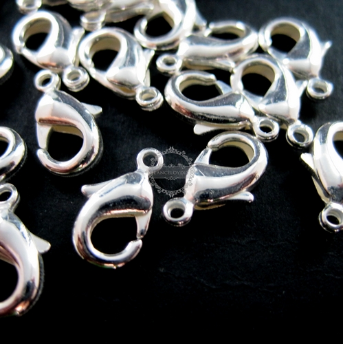 20pcs 12mm silver plated brass lobster clasp jewelry DIY findings 1522004 - Click Image to Close