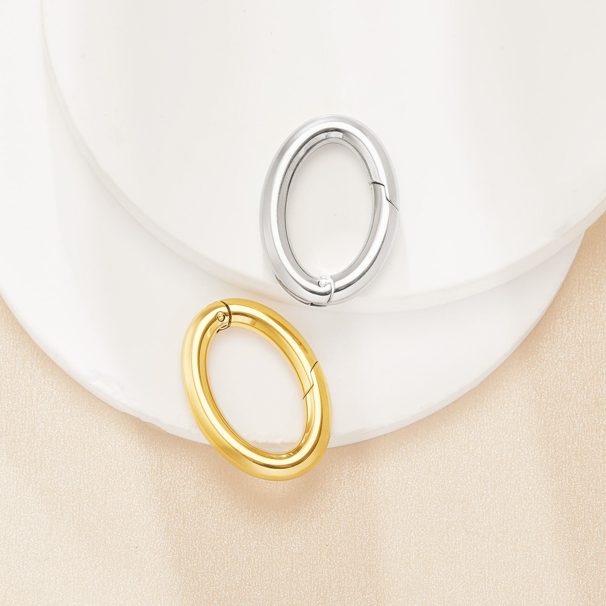 Simple Oval Snap Clasp,Gold Plated Stainless Steel Snap Clasp,DIY Chunky Necklace Charm Connector Jewelry Supplies 1529004