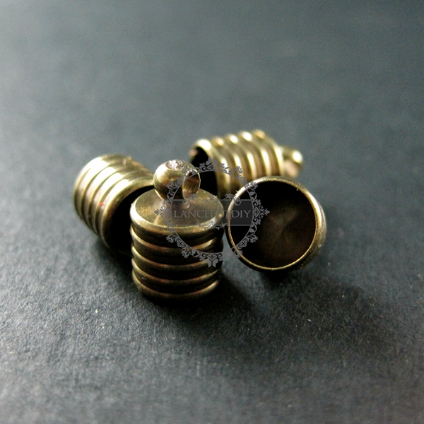 20pcs 6x6mm vintage style antiqued bronze brass glass tube top cap bail DIY glass dome supplies findings 1531017 - Click Image to Close