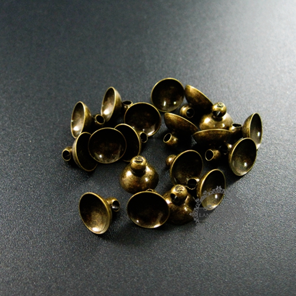 50pcs 8mm vintage style antiqued bronze brass glass dome cover cap DIY bail supplies findings 1531023 - Click Image to Close