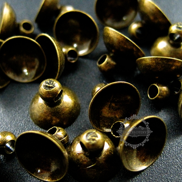 50pcs 8mm vintage style antiqued bronze brass glass dome cover cap DIY bail supplies findings 1531023 - Click Image to Close